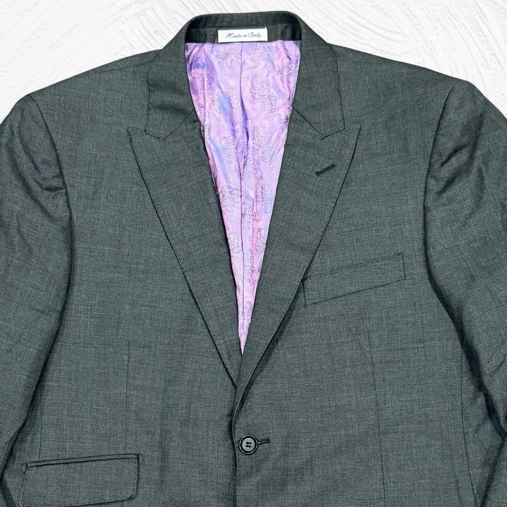 Sartoria Tosi 42R Hand Made Italy Super 150s Blazer Gray Hopsack Peak 2 BTN